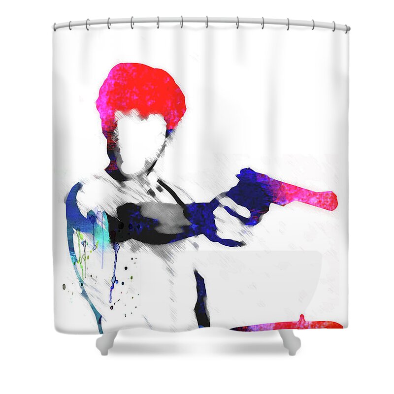 Movies Shower Curtain featuring the mixed media Travis Watercolor by Naxart Studio