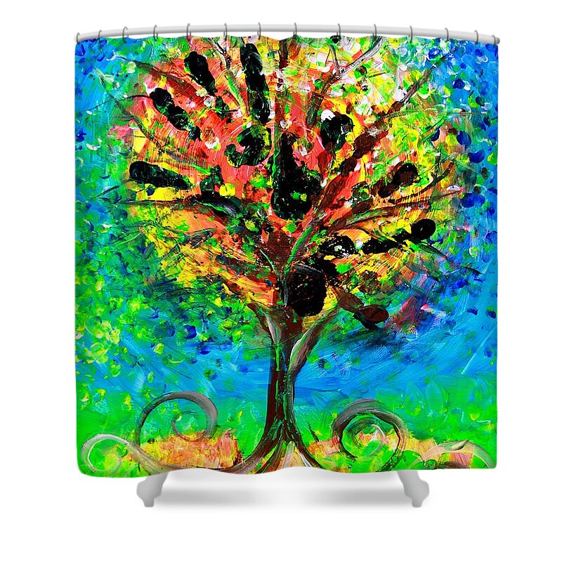 Tree Shower Curtain featuring the painting Tree of Faith by J Vincent Scarpace