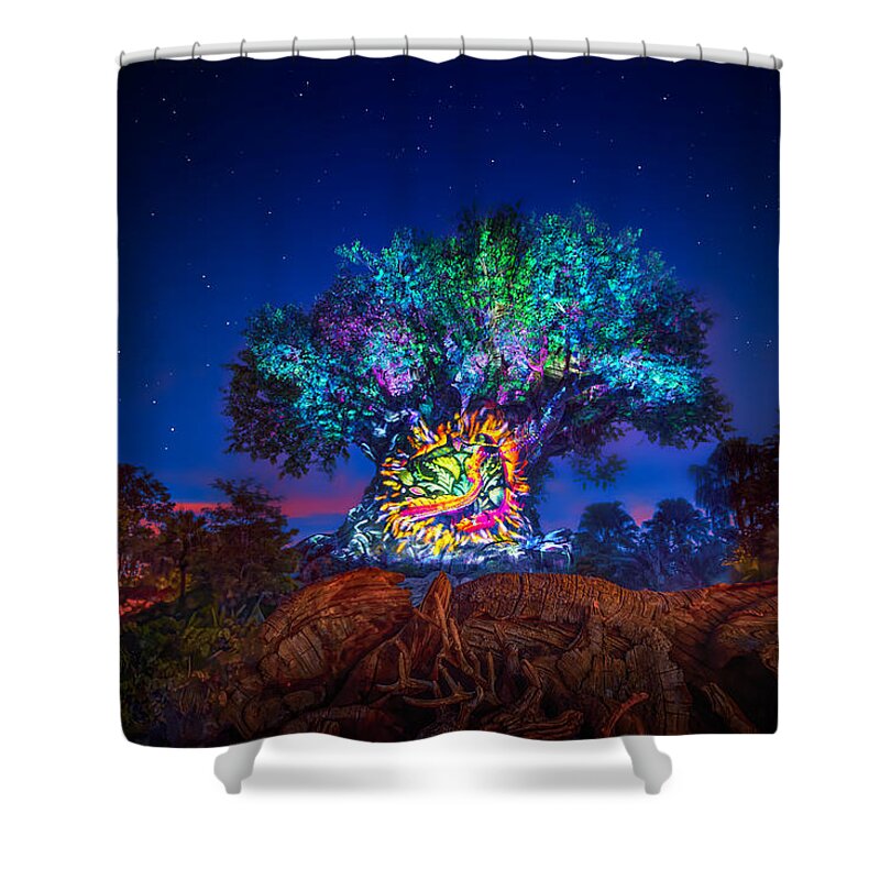 Tree Of Life Shower Curtain featuring the photograph Tree of Life Awakenings at Animal Kingdom by Mark Andrew Thomas