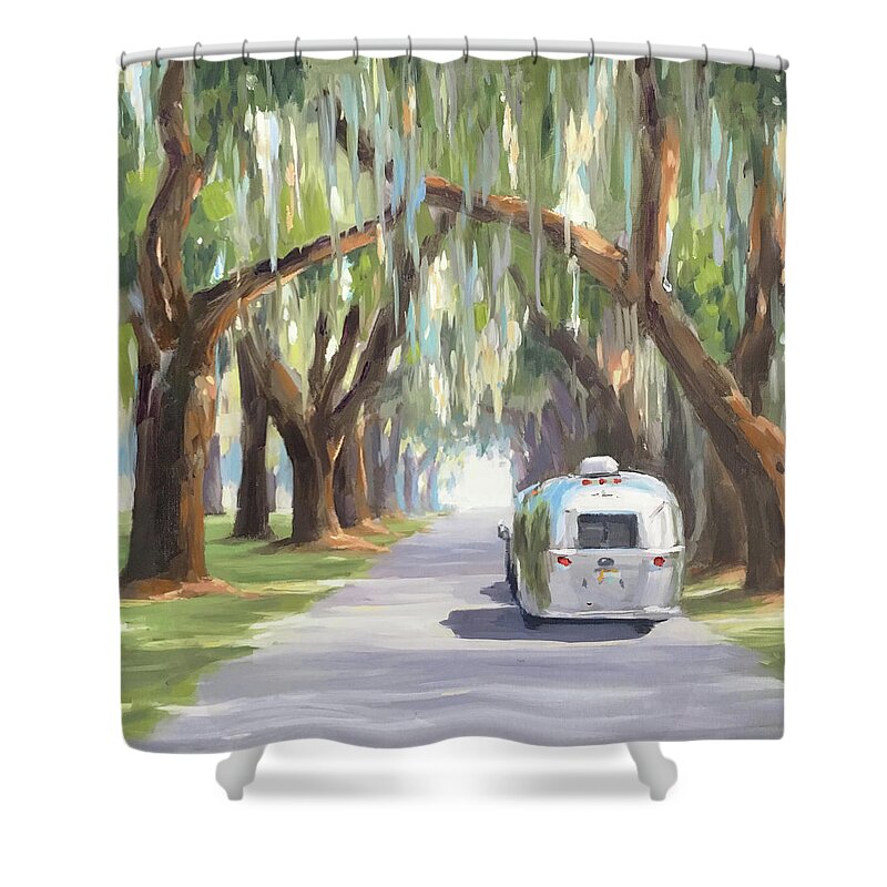 #faatoppicks Shower Curtain featuring the painting Tree Tunnel by Elizabeth Jose