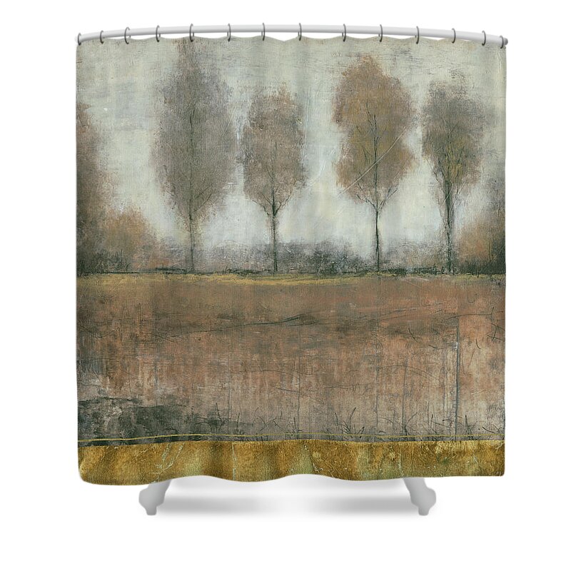 Embellished Shower Curtain featuring the painting Treeline Fog II by Tim Otoole
