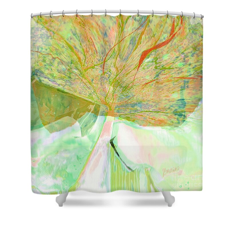 Square Shower Curtain featuring the mixed media Trees of a Different Color No 1 by Zsanan Studio