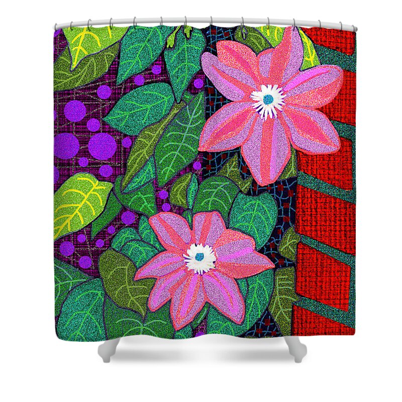 Smokey Mountains Shower Curtain featuring the digital art Trellis Blooms by Rod Whyte