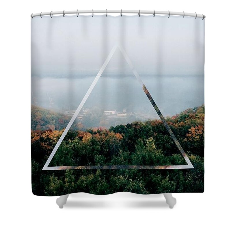 Tranquility Shower Curtain featuring the photograph Triangle Shape Over Forest Against by Bulat Kinzyagulov / Eyeem