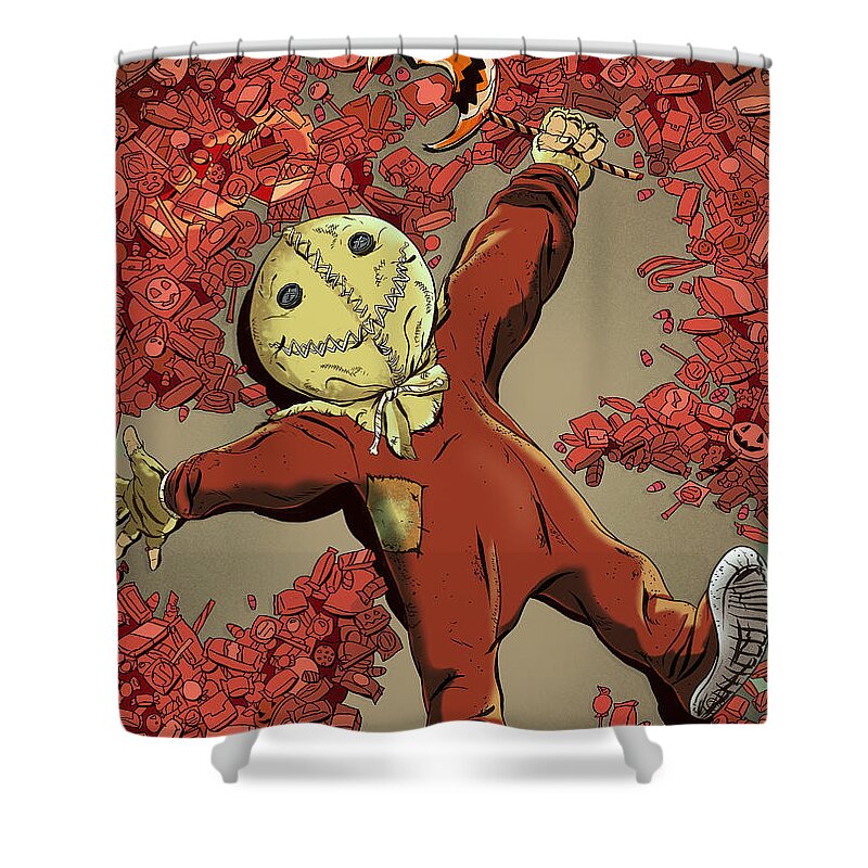 Trick Or Treat Shower Curtain featuring the digital art Trick or Treat by Kynn Peterkin