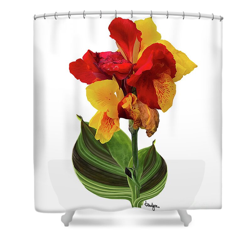 Floral Shower Curtain featuring the digital art Tropical Bouquet-Flower Two by Kandyce Waltensperger