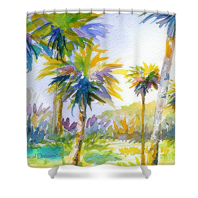 Palm Shower Curtain featuring the painting Tropical Dreams by Anne Marie Brown