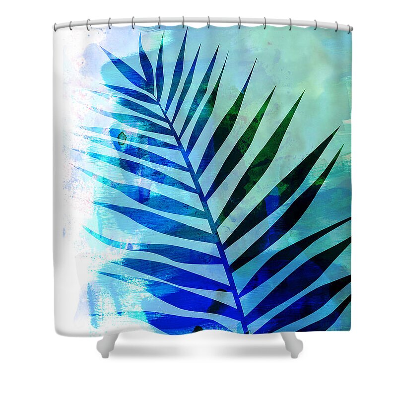 Tropical Leaf Shower Curtain featuring the mixed media Tropical Leaf Watercolor I by Naxart Studio