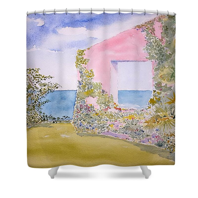 Watercolor Shower Curtain featuring the painting Tropical Lore by John Klobucher