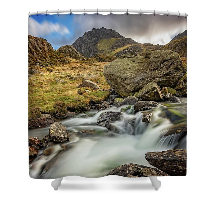 Tryfan Mountain Shower Curtain featuring the photograph Tryfan Mountain north Wales by Adrian Evans