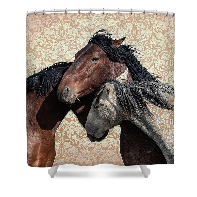 Wild Horses Shower Curtain featuring the photograph Trying to fit in by Mary Hone