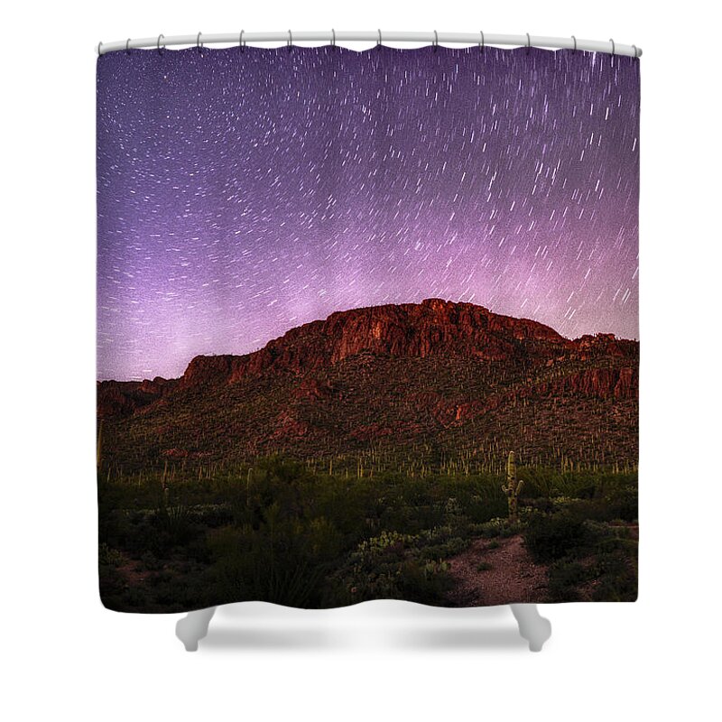 Stars Shower Curtain featuring the photograph Tucson Mountains Star Trails by Chance Kafka