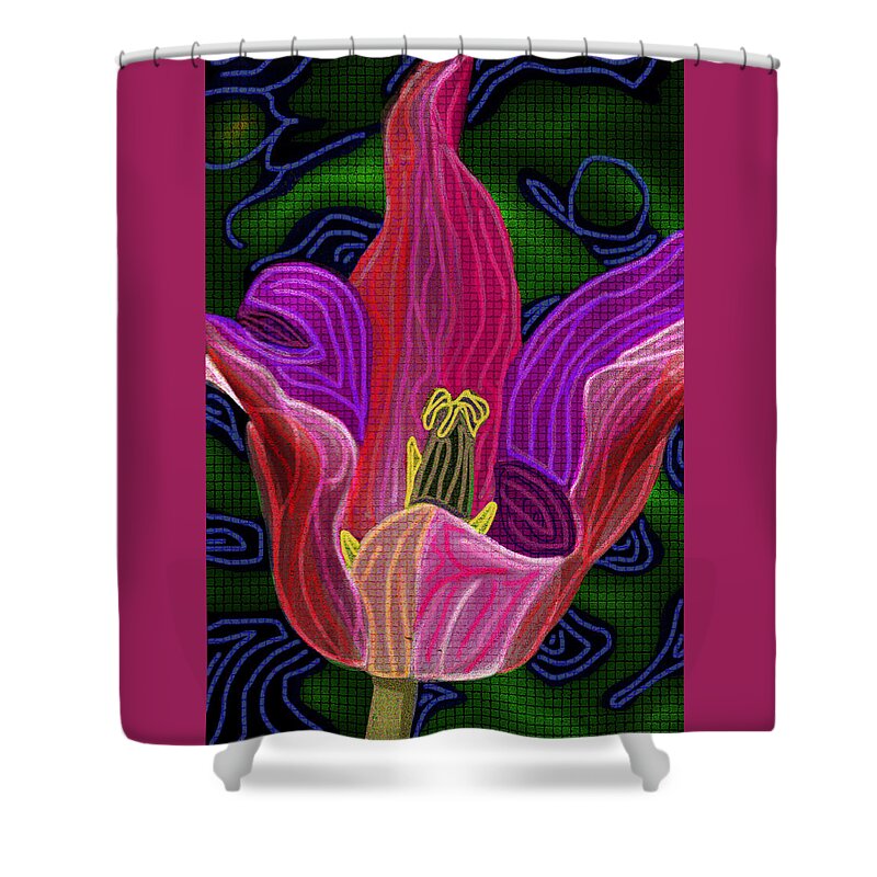 Spring Shower Curtain featuring the digital art Tulip Dance by Rod Whyte