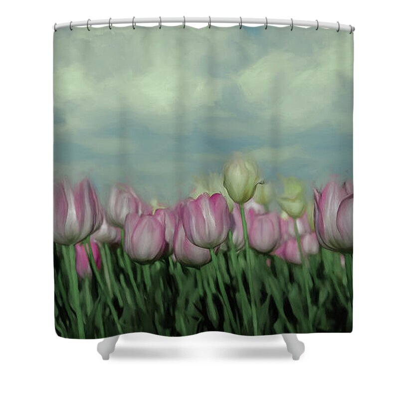 Floral Shower Curtain featuring the photograph Tulips In the Garden by Linda Blair