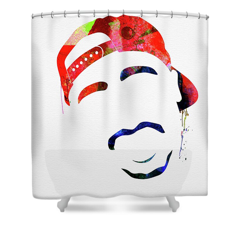 Tupac Shower Curtain featuring the mixed media Tupac Watercolor by Naxart Studio
