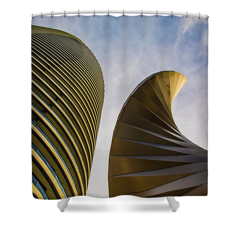 Broadbeach Skyline Shower Curtain featuring the photograph Twisted Gold by Az Jackson