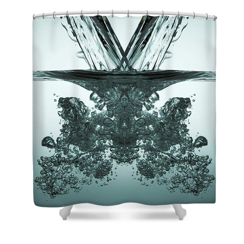 Purity Shower Curtain featuring the photograph Two Liquid Streams Pouring Into Water by Paul Taylor