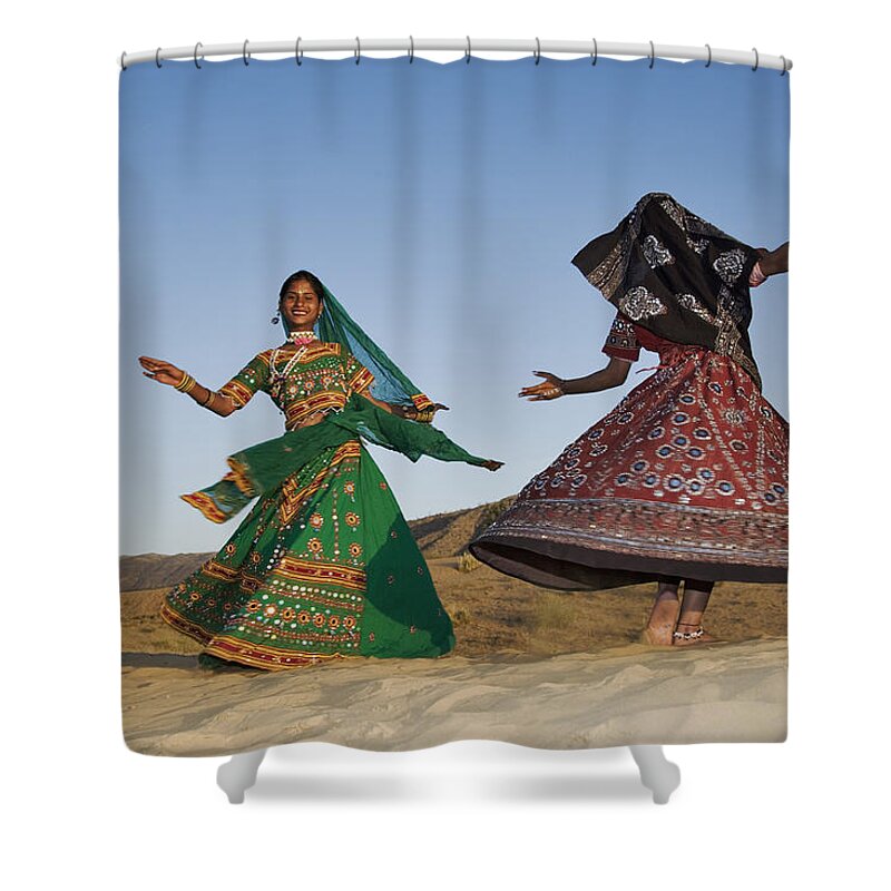 People Shower Curtain featuring the photograph Two Young Indian Women In A Beautifully by Martin Harvey
