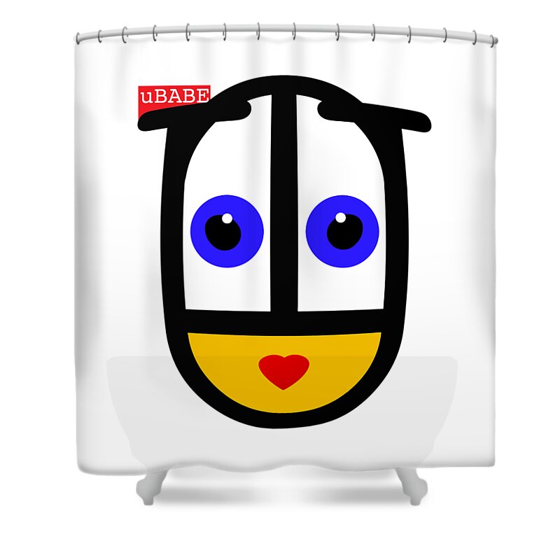 Ubabe Shower Curtain featuring the digital art uBABE Face by Charles Stuart