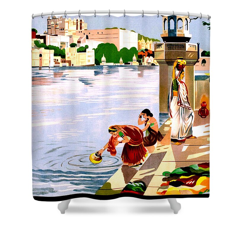 Udaipur Shower Curtain featuring the digital art Udaipur, India by Long Shot