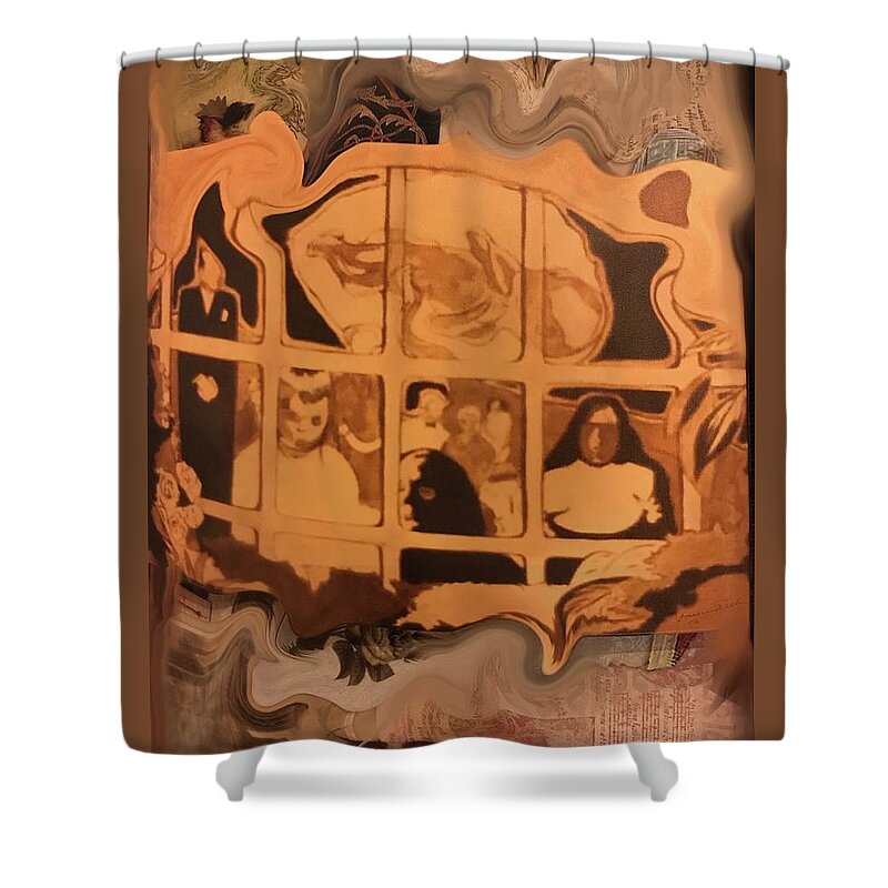Nun Shower Curtain featuring the digital art Uh. I have no idea. by Laureen Sabella