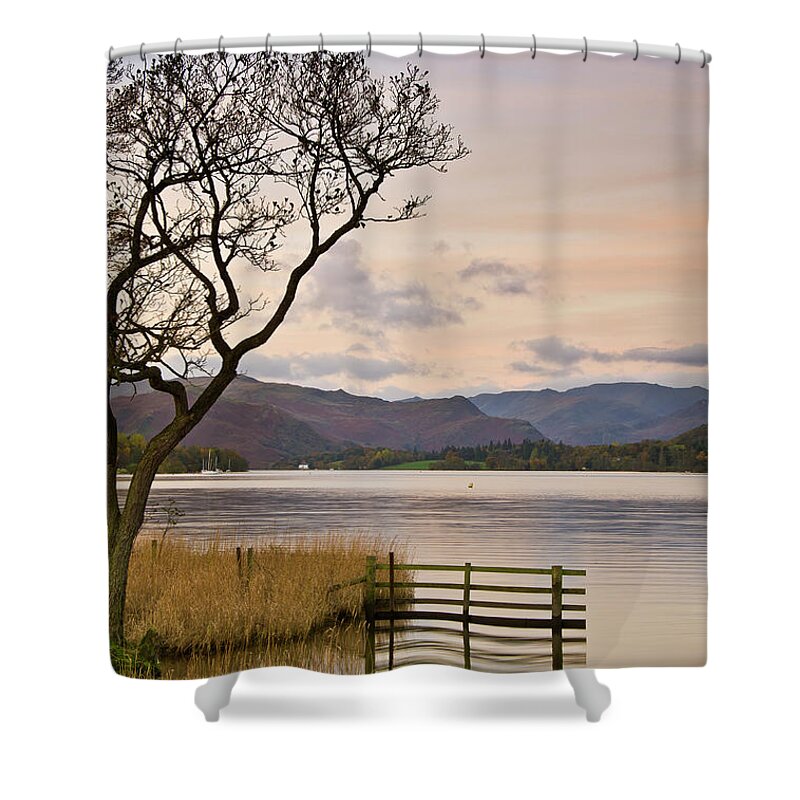 Scenics Shower Curtain featuring the photograph Ullswater Fence by John Ormerod
