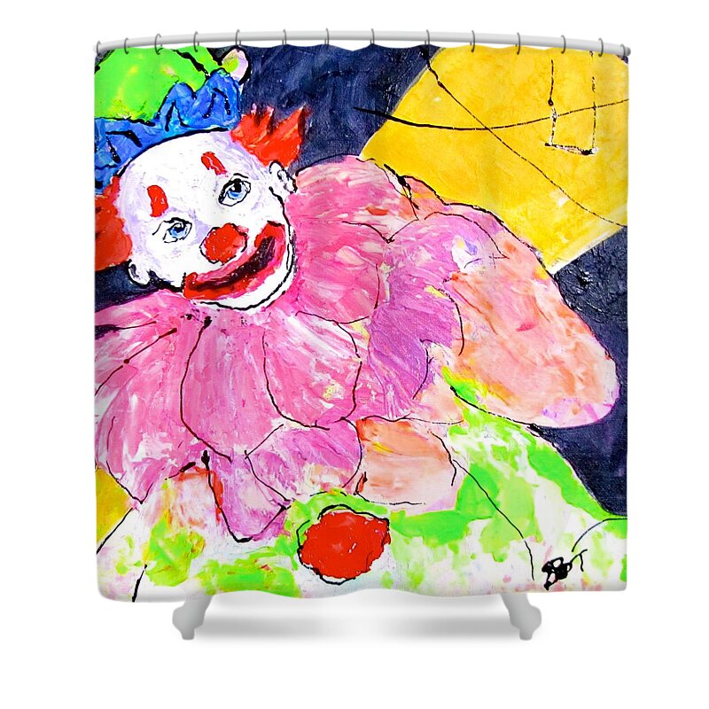 Clown Shower Curtain featuring the painting Under the Big Top by Barbara O'Toole