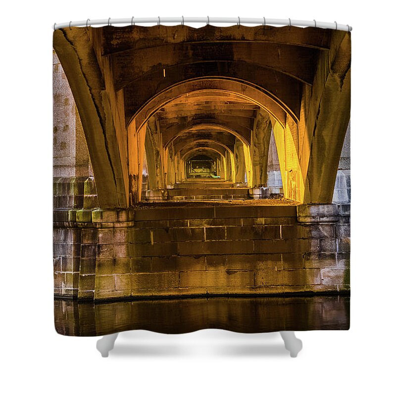 Charles Shower Curtain featuring the photograph Under The Bridge by DiGiovanni Photography