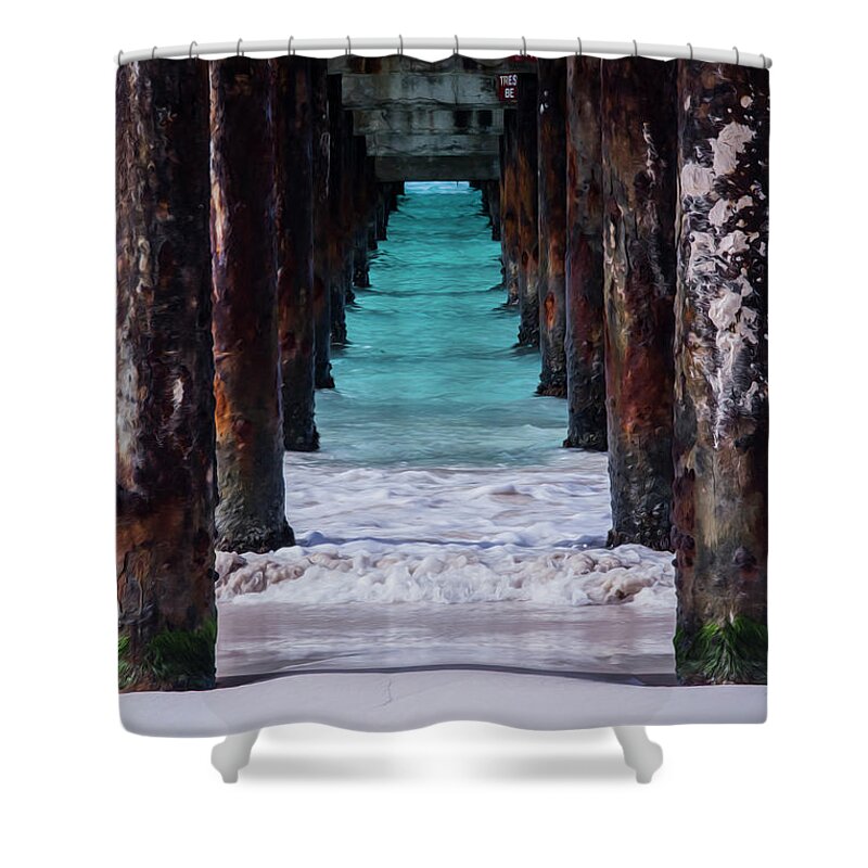 Pier Shower Curtain featuring the photograph Under the pier #3 opf by Stuart Manning