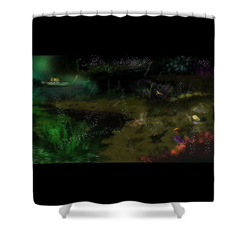 Ocean Shower Curtain featuring the digital art Under the sea with a world of the Unknown. by Julie Grimshaw