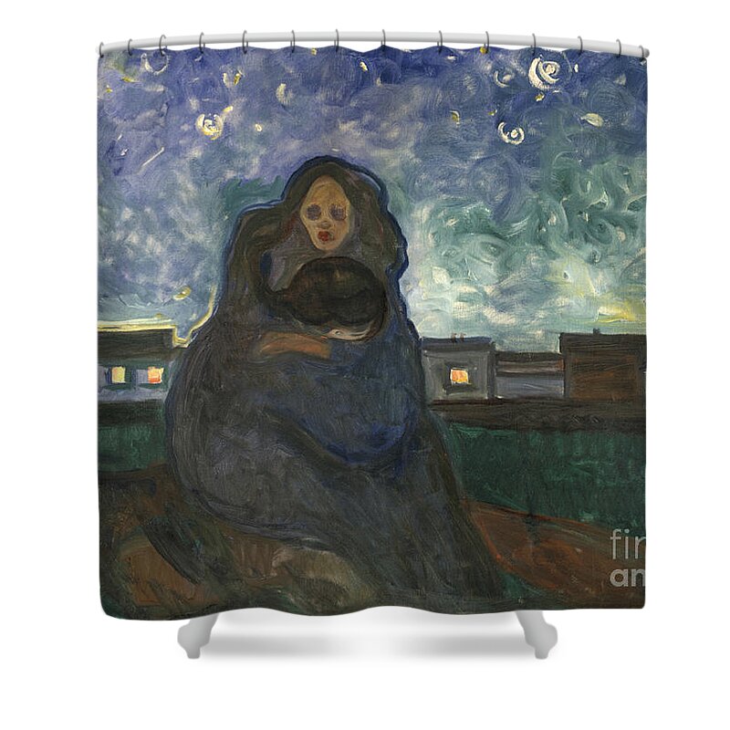 Munch Shower Curtain featuring the painting Under the Stars by Edvard Munch