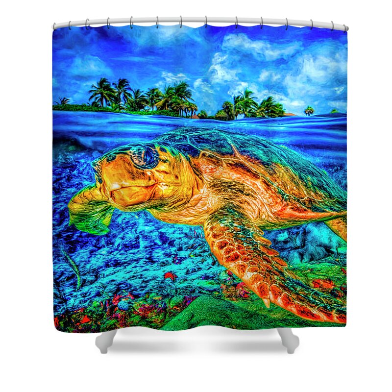 Clouds Shower Curtain featuring the photograph Under the Waves in Bright Colors by Debra and Dave Vanderlaan