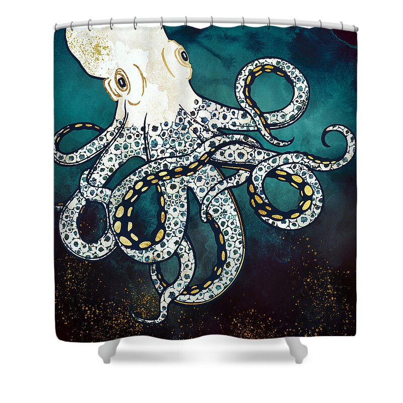 Octopus Shower Curtain featuring the digital art Underwater Dream VII by Spacefrog Designs