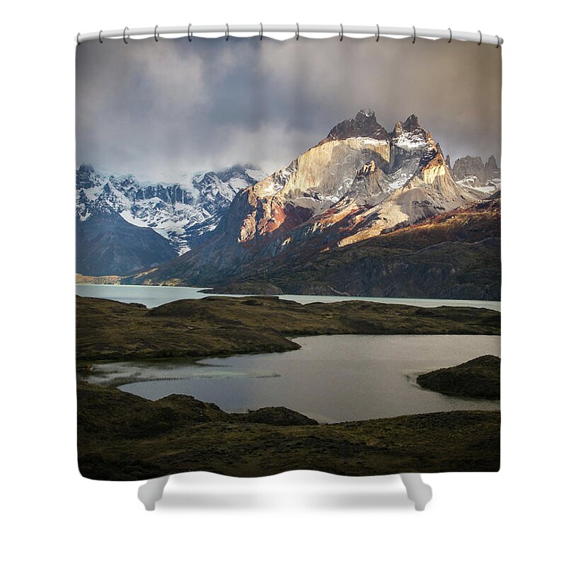 Patagonia Shower Curtain featuring the photograph Unguelen by Ryan Weddle