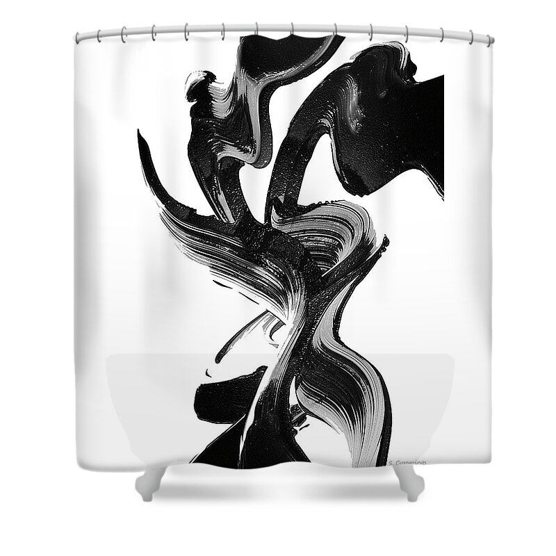 Black Shower Curtain featuring the painting Unique Black And White Abstract Art - Black Beauty 7 - Sharon Cummings by Sharon Cummings