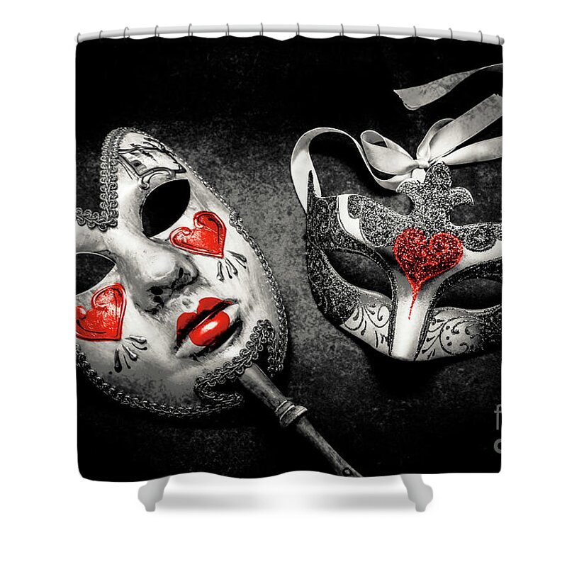 Masquerade Shower Curtain featuring the photograph Unmasking passions by Jorgo Photography