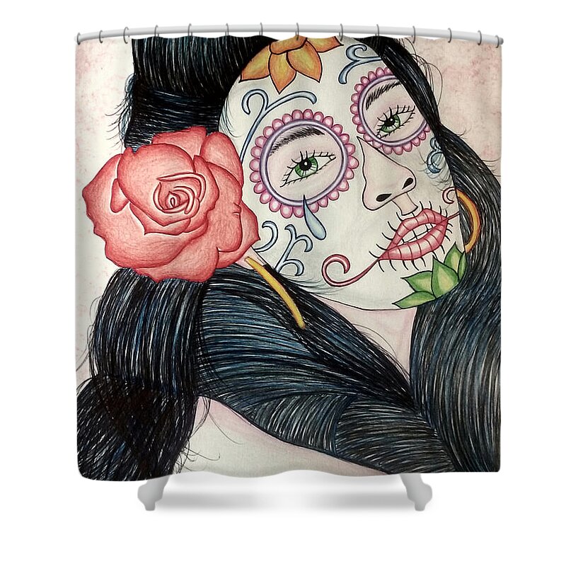 Mexican American Art Shower Curtain featuring the drawing Untitled by Boonie