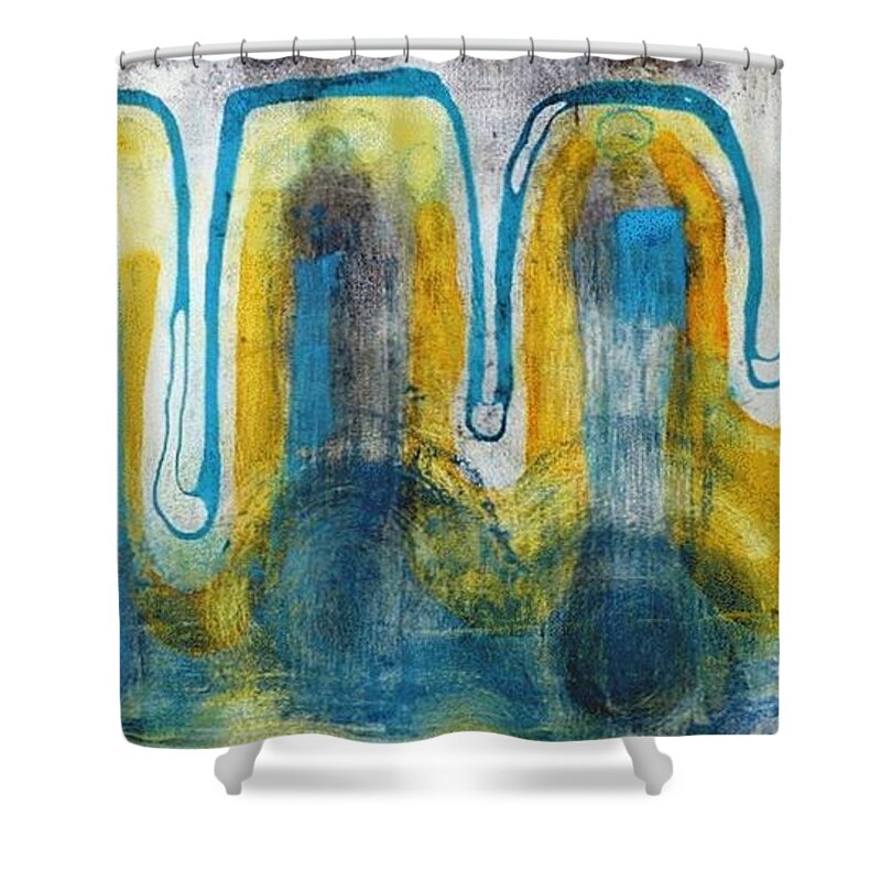 Abstract Shower Curtain featuring the painting Untitled2 by 'REA' Gallery