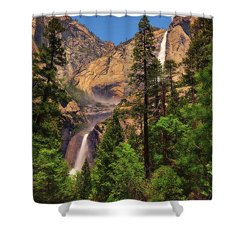 Yosemite National Park Shower Curtain featuring the photograph Upper and Lower Yosemite Falls by Greg Norrell