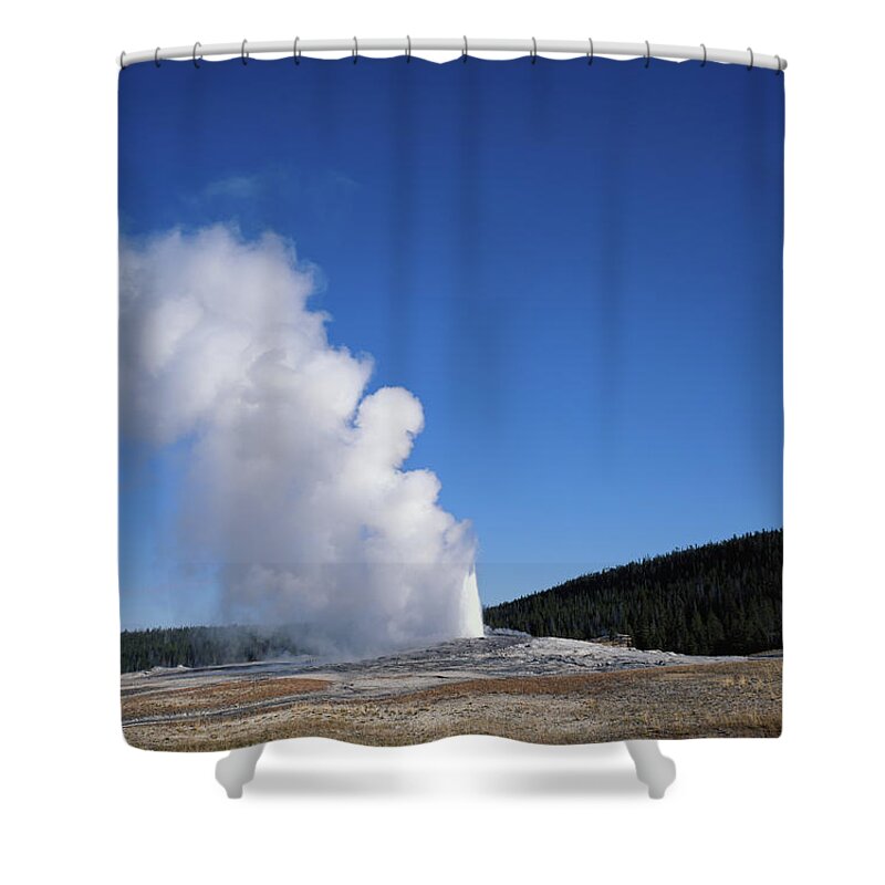 Clear Sky Shower Curtain featuring the photograph Usa, Wyoming, Yellowstone National by Sylvester Adams