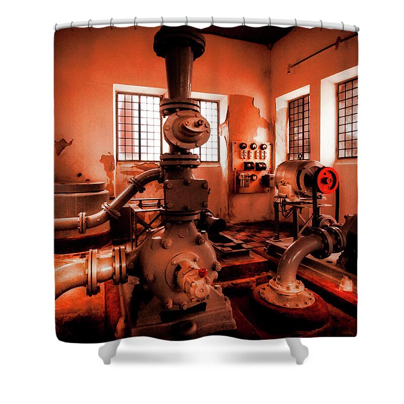 Industrial Shower Curtain featuring the photograph Utility Industrial Research Kitchen by Micah Offman