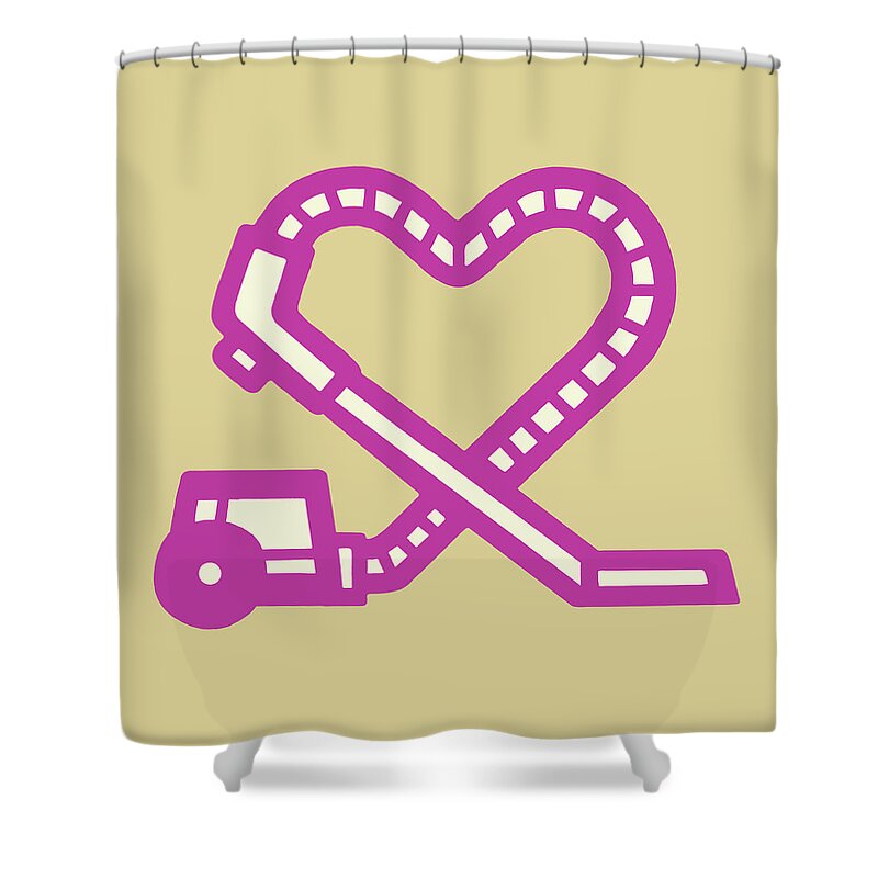 Campy Shower Curtain featuring the drawing Vacuum Cleaner with Heart Shaped Hose by CSA Images