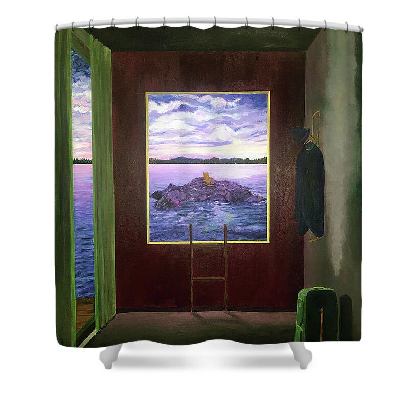 Dark Green Shower Curtain featuring the painting Vanished by Thomas Blood