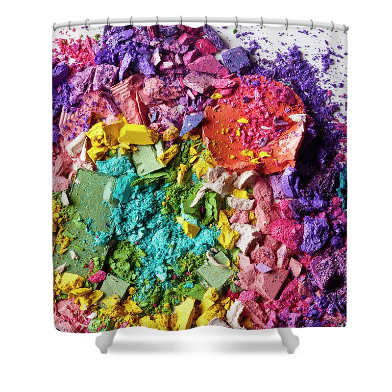 Heap Shower Curtain featuring the photograph Various Crushed Up Make-up Powder by Larry Washburn