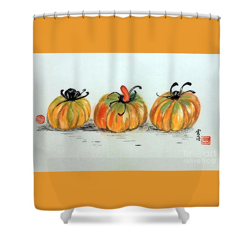 Vegetarian Shower Curtain featuring the painting Vegetarian Plant-Tomatoes by Carmen Lam