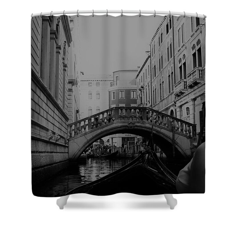 Venice Shower Curtain featuring the photograph Venice Wonderland b/w by Loretta S