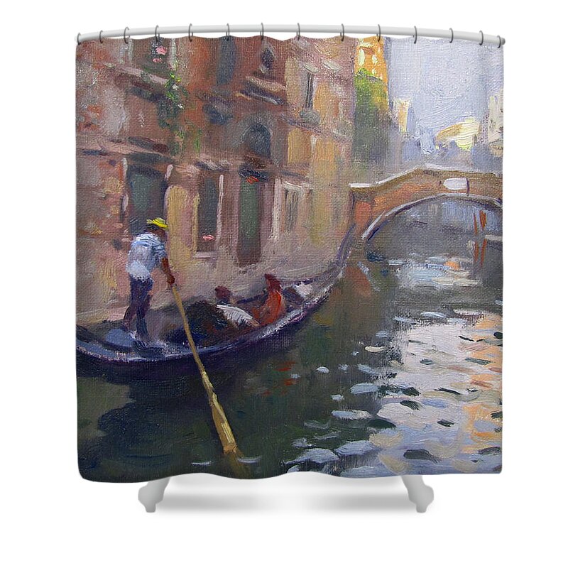 Venice Shower Curtain featuring the painting Venice by Ylli Haruni