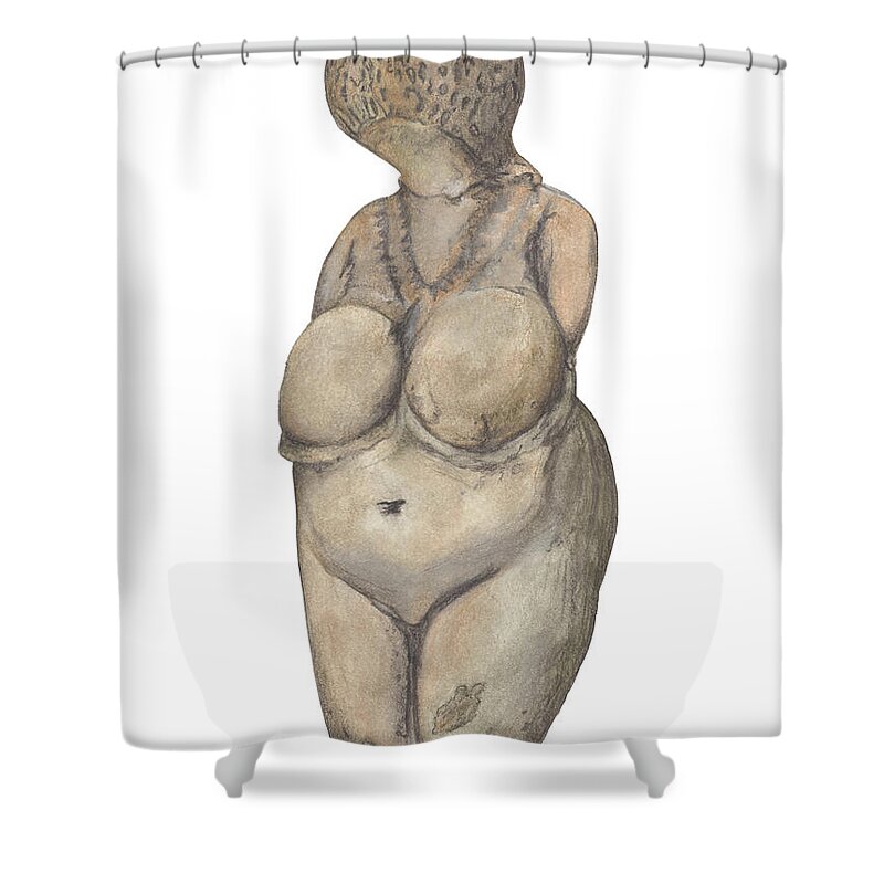 Venus Shower Curtain featuring the drawing Venus of Kostenski by Nikita Coulombe