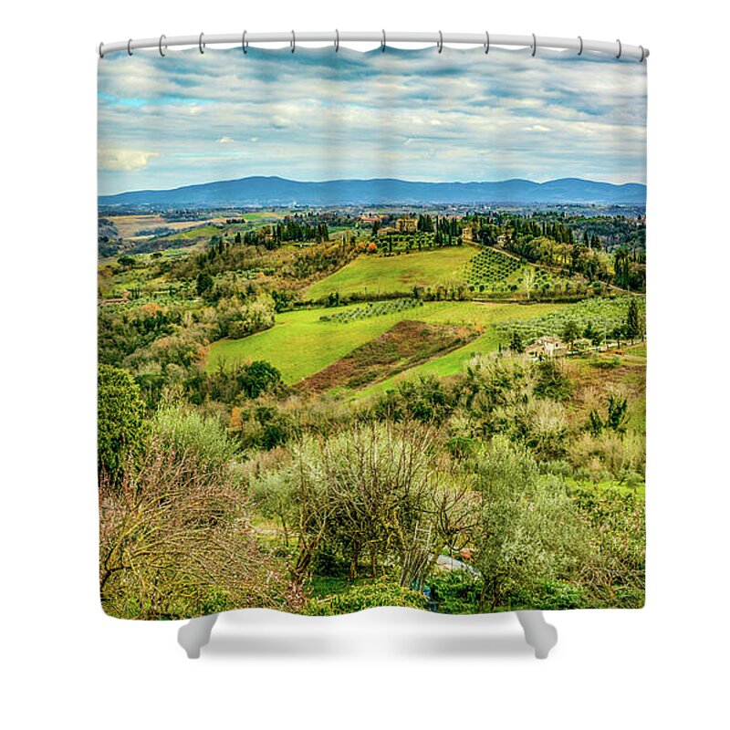 Tuscany Shower Curtain featuring the photograph Verdant Tuscan Springtime by Marcy Wielfaert