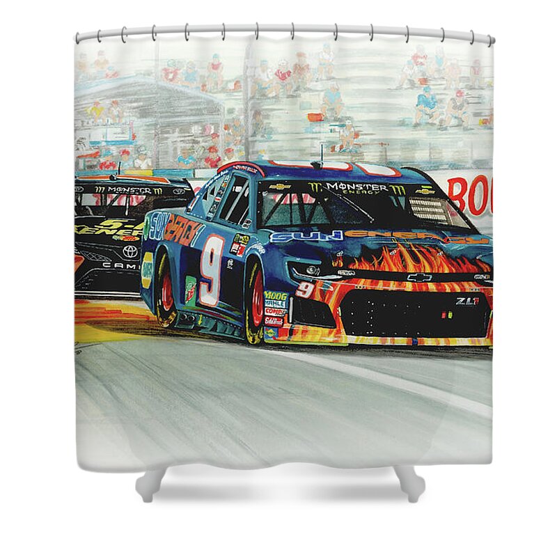 Watercolour Shower Curtain featuring the painting Victory At The Glen by Simon Read